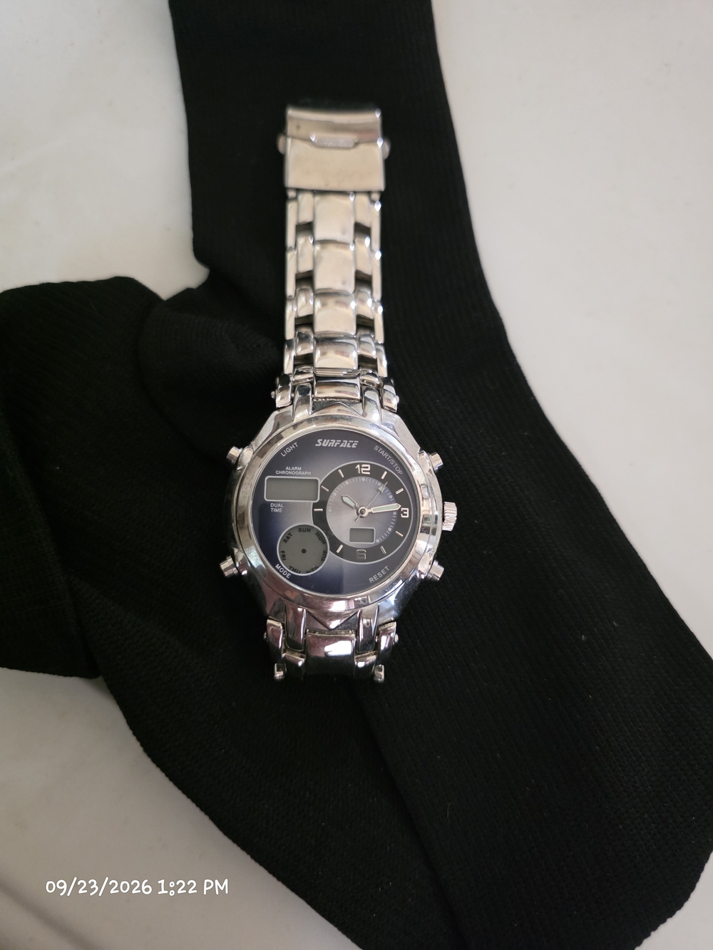 Surface to Air Silver and Black Men's Analog-Digital Watch